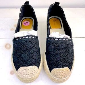 Bonnibel black crochet espadrilles 5.5 slip on
